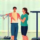 Illustration of a coach guiding an athlete with proper form